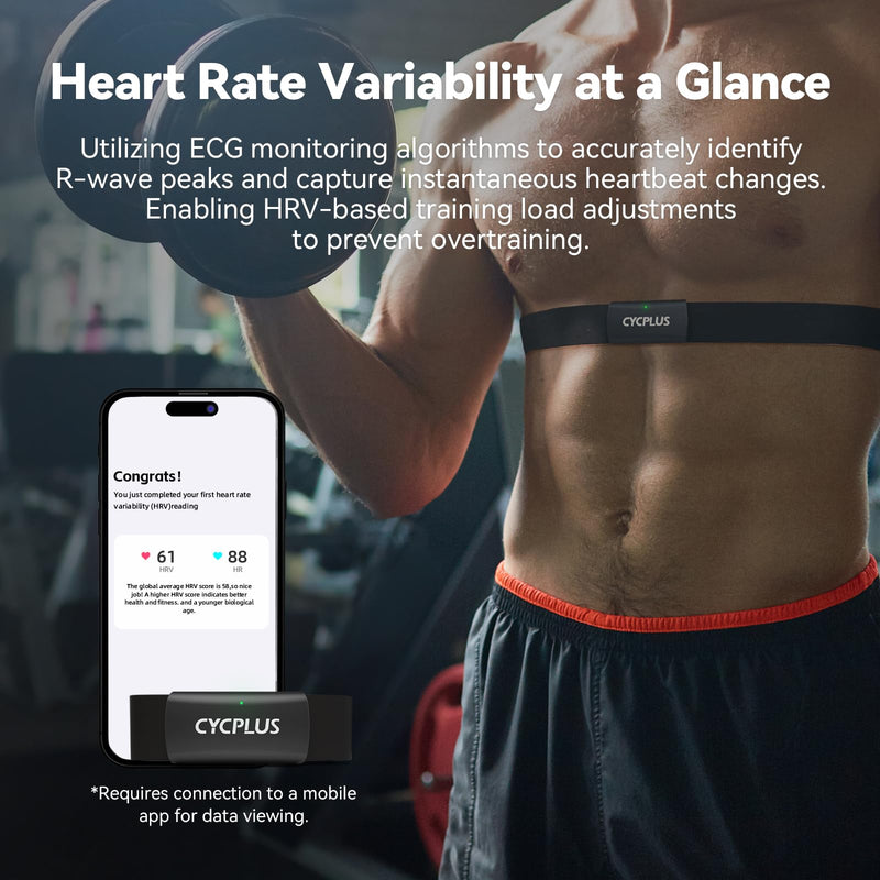 [Australia] - CYCPLUS Heart Rate Monitor Chest Strap H2Pro, Bluetooth ANT+ Heart Rate Monitor Chest Sensor with 500h Battery, IPX7 Waterproof and Dustproof, HRM Works with Strava/Cycplus Fit App 