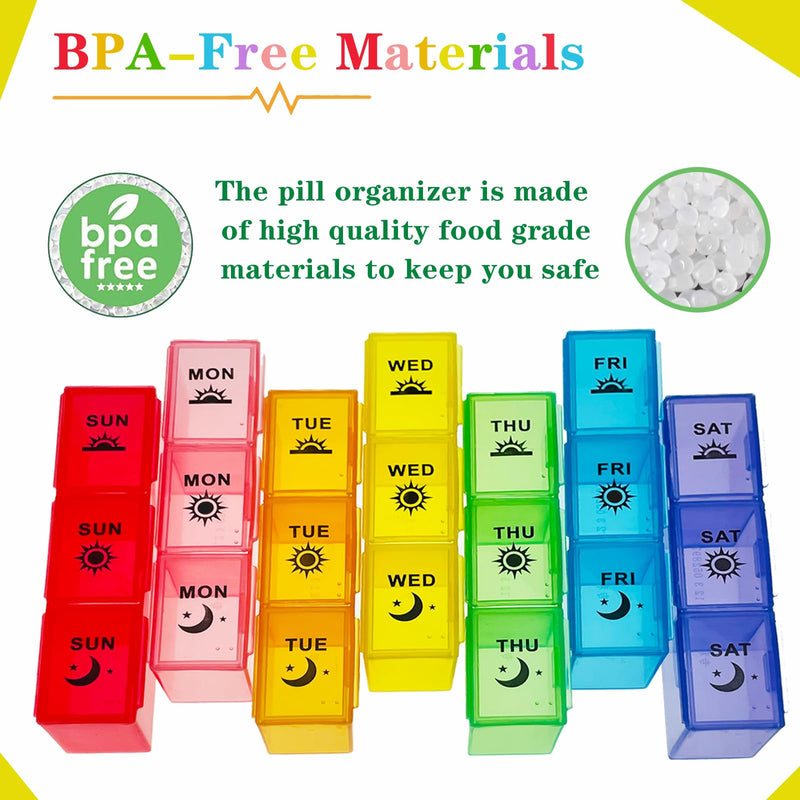 ZVZM Weekly Pill Organizer 3 Times a Day, Large Pill Box 7 Day, Medicine Organizer Box, Pill Case Container, Daily Pill Organizer for Vitamins/Fish Oils. White