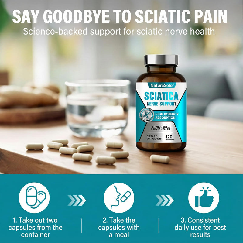 Sciatic Nerve & Neuropathy Support - Nerve Savior for Neuropathy and Sciatica & Peripheral Neuropathy – 120 Capsules Featuring ALA 300mg + B Vitamins, Helps Soothe Nerve Discomfort Naturally 120 Count (Pack of 1)