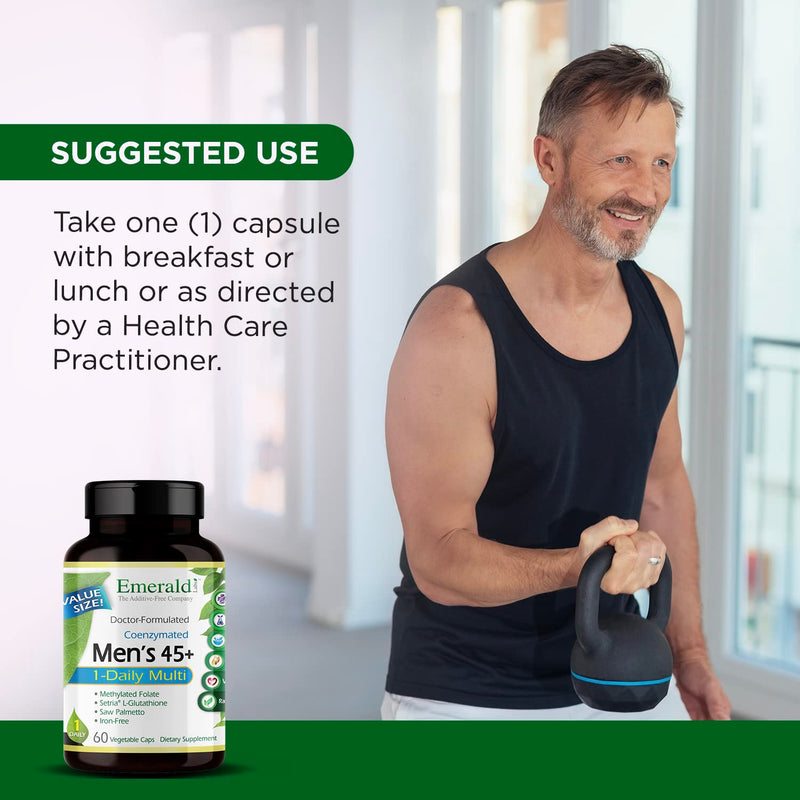 [Australia] - EMERALD LABS Men's 45+ 1-Daily Multi - Made with Saw Palmetto, Lycopene & More for Heart, Bone & Immune Support* - Gluten-Free - 60 Vegetable Capsules 60 Count (Pack of 1) 