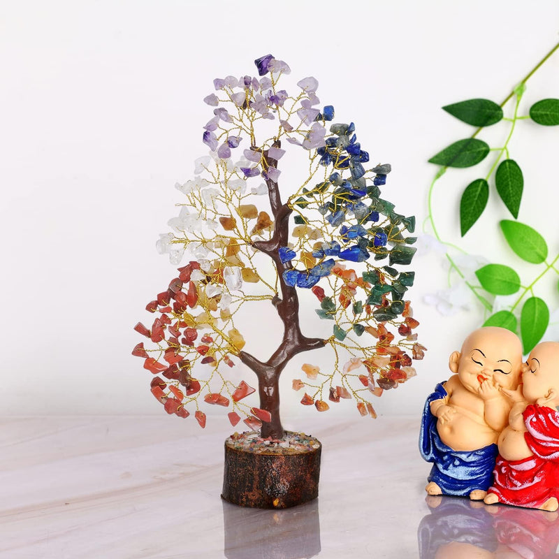 [Australia] - YATSKIA Chakra Tree of Life - Crystal Tree for Positive Energy - Seven Chakra Tree - 7 Chakra Tree, Money Tree, Feng Shui Decor, Crystals and Healing Stones Seven Chakra Golden Wire 