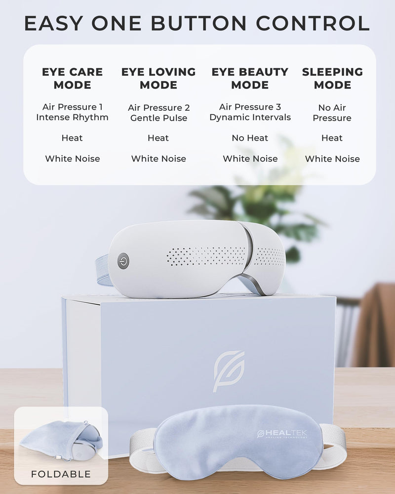 [Australia] - Premium Eye Massager with Heat & Cooling Gel Mask Heated Eye Massager for Migraine w Bluetooth & White Noise Massaging Mask for Tension & Stress Relief, Birthday Gift 