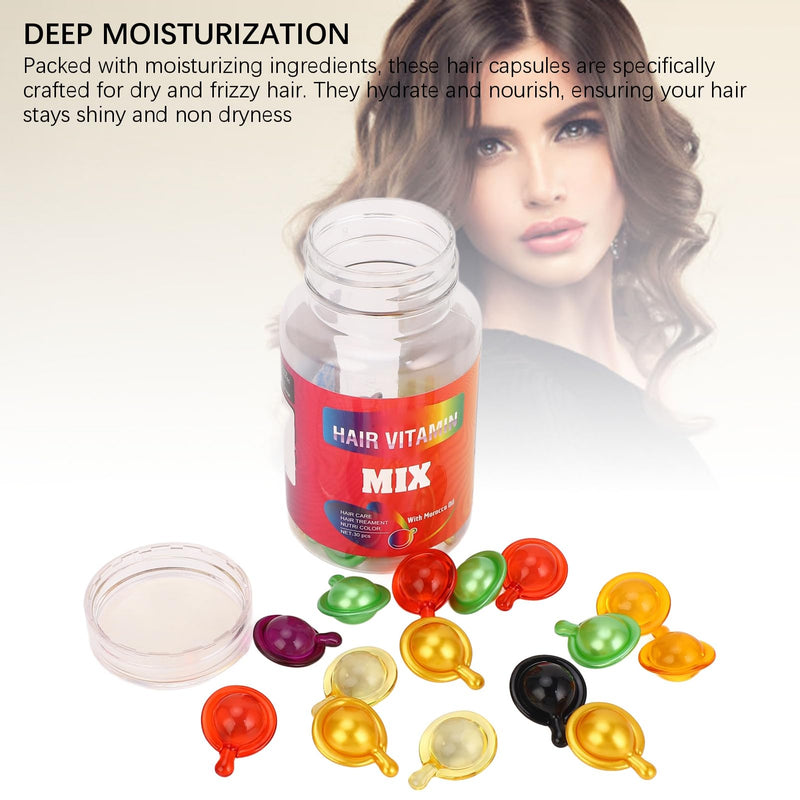 30 Count Hair Serum Capsules Moisturizing Hair Oil Capsules for Nourishing Frizzy Dry Damaged Hair