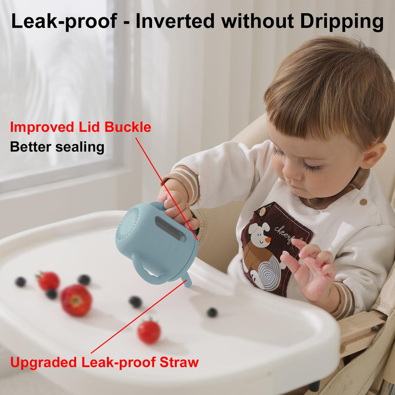 [Australia] - Seposeve 2 Pack Silicone Sippy Cups, Leak-Proof Baby Straw Cup for 6-12 Months, Spill Proof Toddler Cup with Straw 1-3 Years, with Capacity Marking, Non-slip Handle, Flow Control, 6 oz, Green Blue 