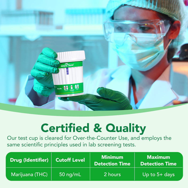 Easy@Home Marijuana Test Cup, THC Urine Drug Testing Kit, 5-Minute Results, Weed Cannabis Screening for Detox THC Flush, 1 Pack -#ECTH4-114A3
