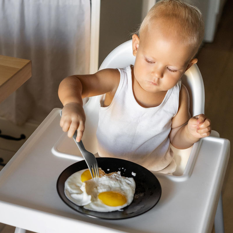 [Australia] - 12 Pieces Toddler Utensils Set, Plastic Spoons and Forks Set for Kids, Children Safe Flatware, Plastic Reusable Cutlery, BPA Free, Dishwasher Safe Neutral 