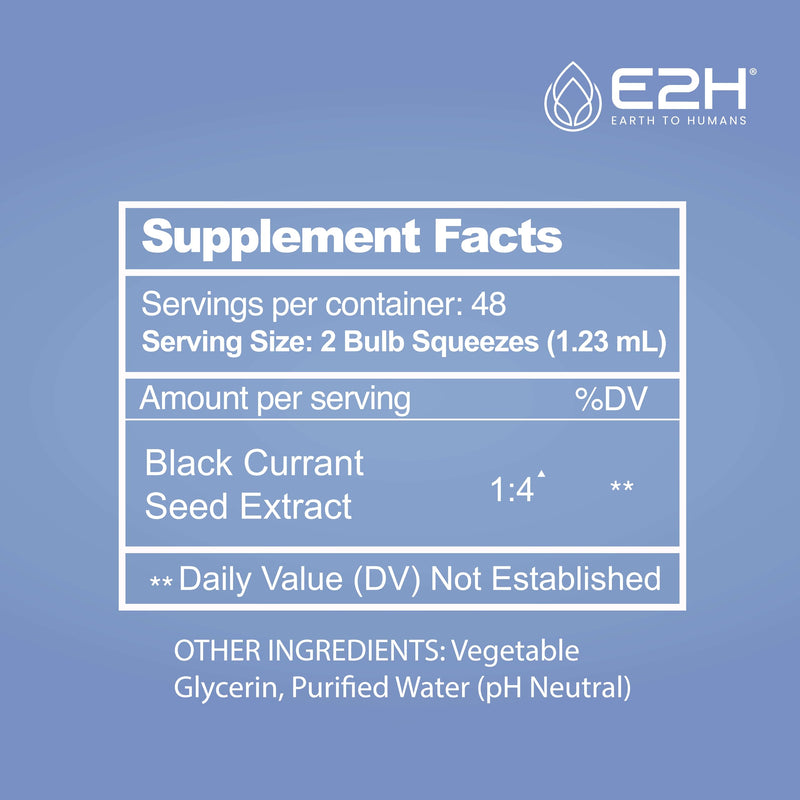 [Australia] - E2H Natural Black Currant Extract, Cold Pressed Black Currant Seed - Immune System Health - Fast Absorbing Liquid - 2 Fl Oz 2 Fl Oz (Pack of 1) 