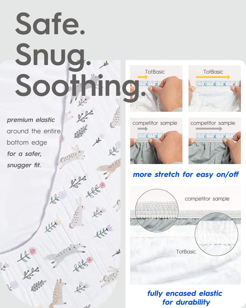 [Australia] - Graco Pack and Play Sheets Fitted, TotBasic Ultra Soft Mini Crib Sheets Boy, Neutral Pack N Play Mattress Sheets Hypoallergenic and Soothing, Premium Jersey Playrad Sheets, Safari Sea Animals, 2 Pack Ocean Pals + Wildlife Pack N Pack / Mini Crib Sheets 