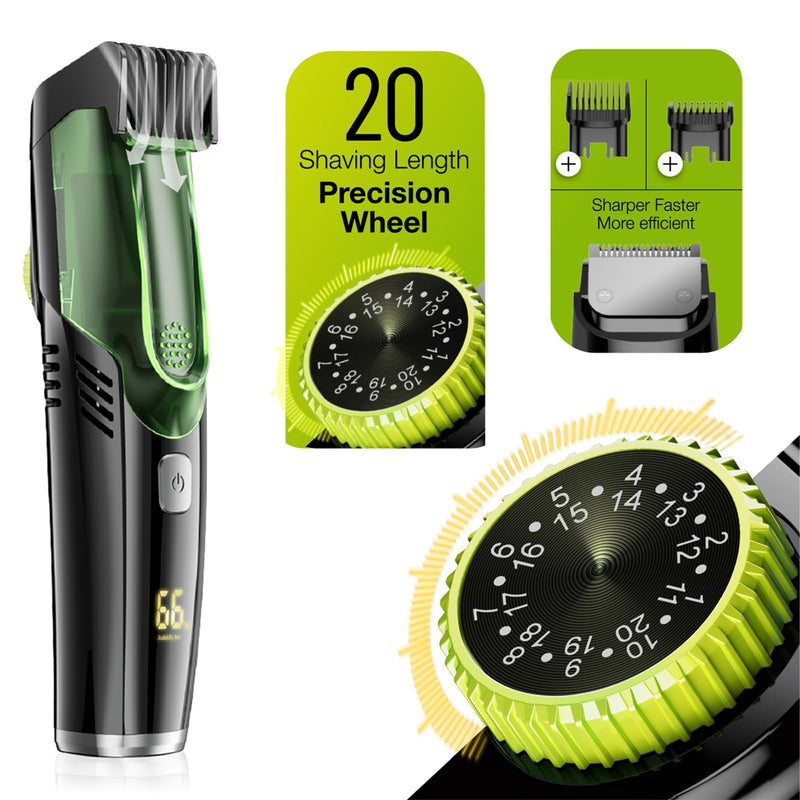 [Australia] - Vacuum Beard Shaver for Men, Vacuum Beard Shaver with 20 Length Settings, Adjustable Wet & Dry Electric Beard Trimmer with 2 Combs, Wireless Beard Trimmer Hair Trimmer Gift for Men 