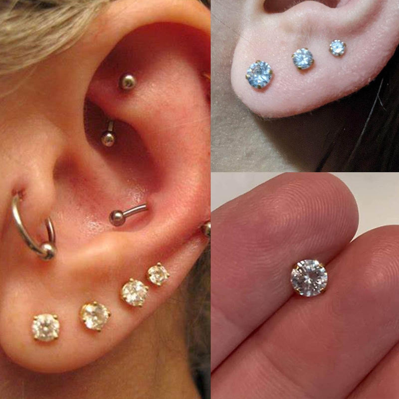 [Australia] - QWALIT Ear Piercing Gun Kit - Gold Self Piercing Earrings Kit With Studs 4-Gold 
