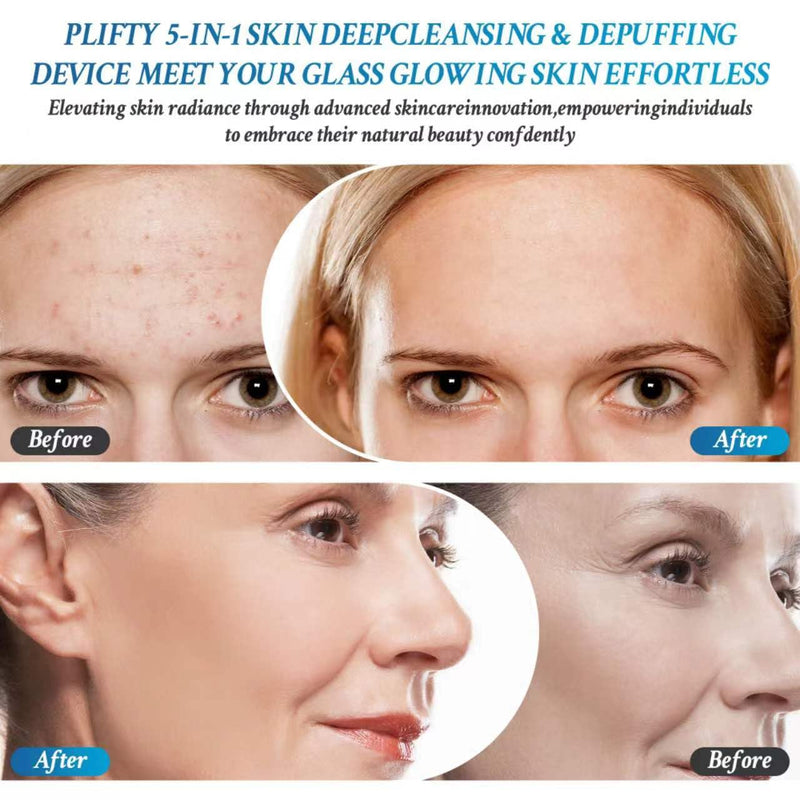 Silicone Face Scrubber + Ice Roller Balls for Face,2 in 1 Electric Face Body Cleansing Brush/with Lights/Microcurrent/Dry-Cleansing/Massage, Daily Skin Care for Lift & Tighten & DePuff