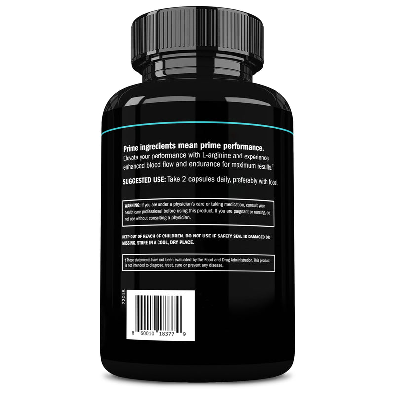 [Australia] - Prime Labs L Arginine Nitric Oxide - with L-Arginine 1500mg - Supports Blood Flow, Energy, Strength, Endurance - 60 Capsules 60 Count (Pack of 1) 