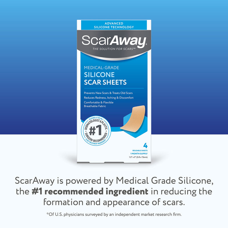 [Australia] - ScarAway Advanced Skincare Silicone Scar Sheets, Medical Grade Silicone Strips, No 1 Recommended Treatment for Surgical, Burn, Body, Acne, Hypertrophic & Keloid Scar Treatment, 8 Tan Reusable Sheets 8 Count 