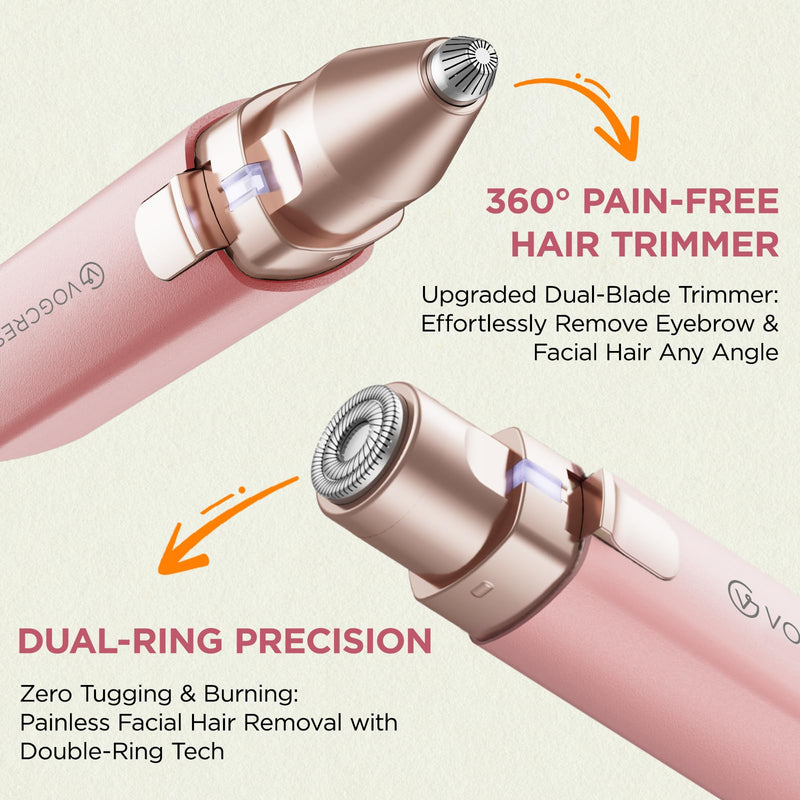 Rechargeable Facial Hair Remover for Women: 2 in 1 Electric Eyebrow and Facial Hair Remover - Suitable for Middle-aged Women’s Eyebrow, Chin, and Cheek Trimming - with Built-in LED Light(Pink) Pink