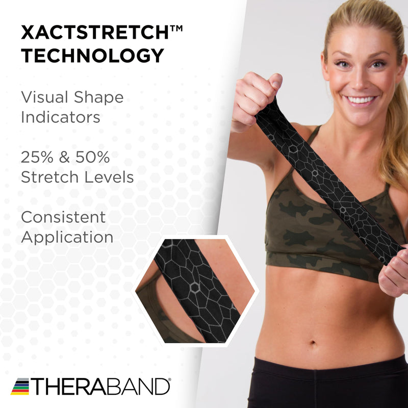 [Australia] - THERABAND Kinesiology Tape, Black/Gray, 2'' X 103.3 Foot Bulk Roll, with XactStretch Indicators, Long-Lasting Athletic Tape for Shoulder & Knee, Latex-Free Sports Tape, Water Resistant, Cut-to-Length 