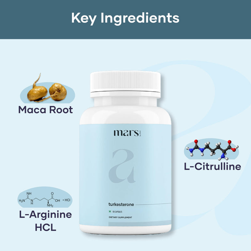 Mars by GHC Turkesterone Capsules with Ginseng & Bioperine | Plant-Based Herbal Supplement | 60 Capsules | Pack of 1