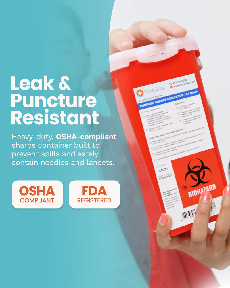 [Australia] - 1.4 Quart MailBack Sharps Disposal Container ‚Äì Secure Needle Box for Safe Medical Waste & Used Syringe Disposal | Sharps Container for Home Use, Travel, Clinics, and Professional Settings 1.4 Quart 