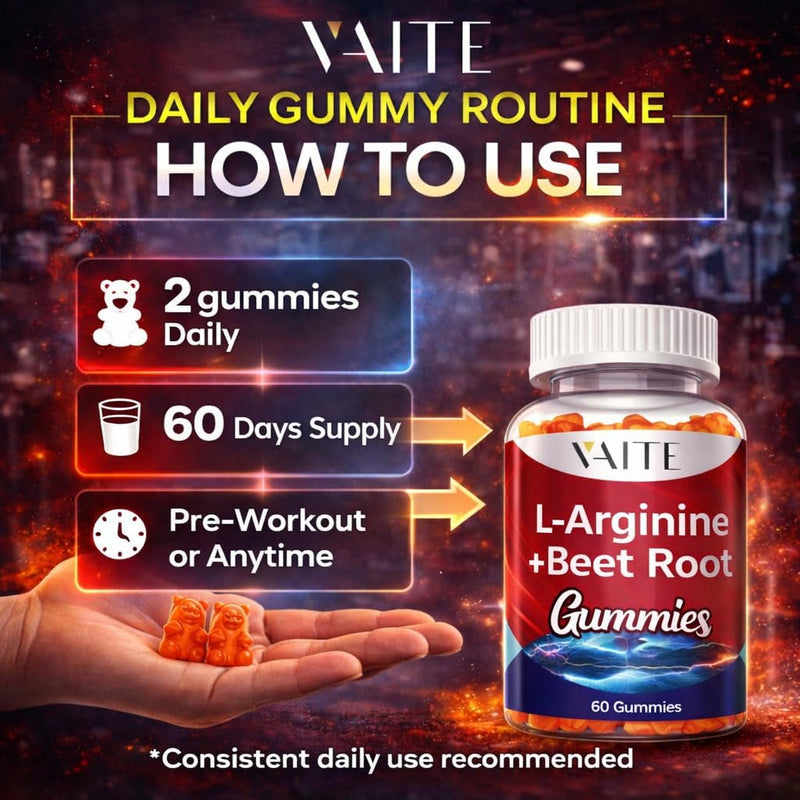 L Arginine 1000mg Supplement Beet Root Gummies - Double Strength, Energy Boost, Circulation Support and Stamina, Organic Chewable Beets Supplements for Men and Women, Vegan Gummy, Sugar-Free(2 Pack) 2 Pack