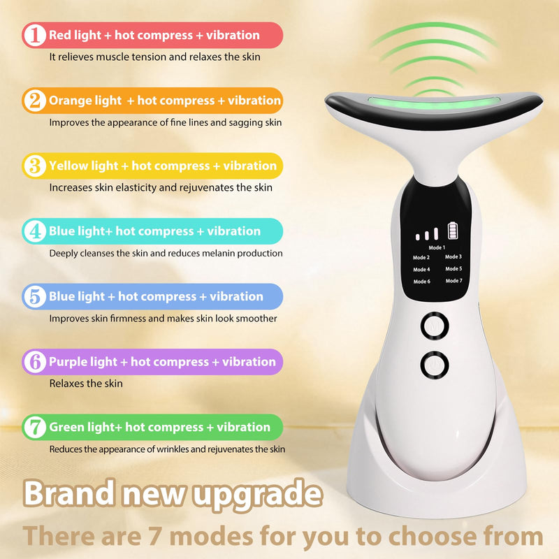 Facial Massager, 7 Color Neck Massager and Skin Care Tool,Skin Contouring, Relaxation, Rejuvenation, for Anyone who Loves Skincare - Home &Travel Use