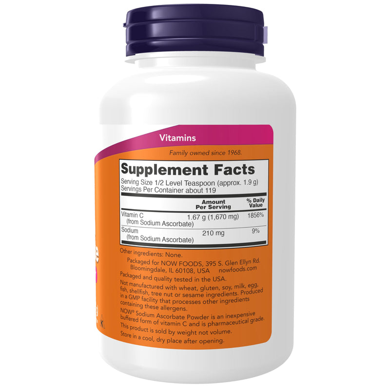 NOW Supplements, Sodium Ascorbate Powder, Buffered, Antioxidant Protection*, 8-Ounce Unflavored 8 Ounce Powder