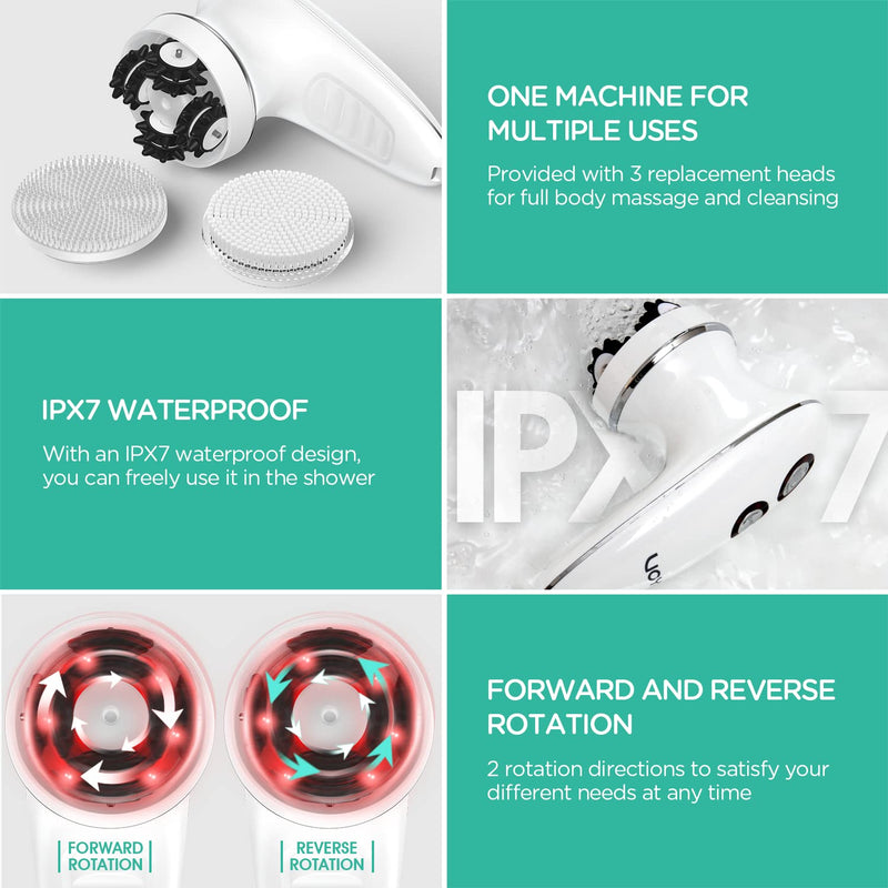 [Australia] - VOYOR Electric Cellulite Massager, Body Sculpting Machine for Arms, Belly, Legs, Waist, Buttocks, 3 Strengths for Body Cleaning and Deep Tissue Cellulite Massage, IPX7 Waterproof & Cordless VRMM1-NEW 