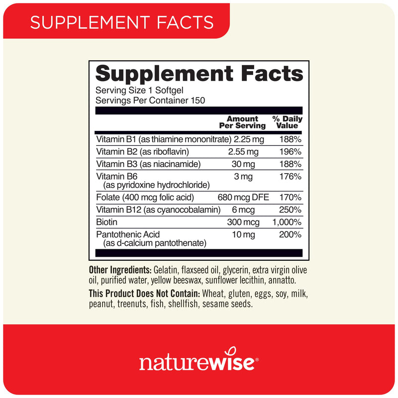 NatureWise 1000mg Omega 3 600mg EPA 400mg DHA with Vitamin E 180ct & Vitamin B Complex for Women and Men 150 Softgels[5-Month Supply]