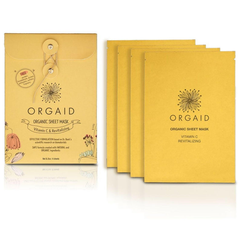 Organic Sheet Mask | Made in USA (Vitamin C & Revitalizing, pack of 4) Vitamin C & Revitalizing