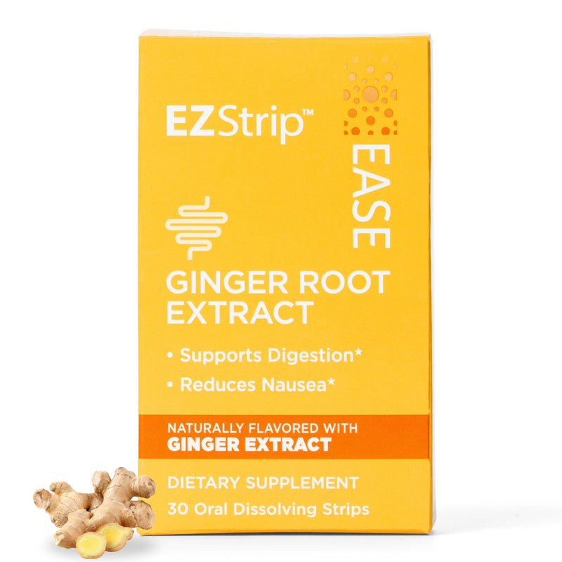[Australia] - Ease Supplement - Ginger Flavor, 30 Count - Dissolving Strips with Ginger Root Help Support Nausea Relief, Morning and Motion Sickness, and Digestion - Made in The USA, Sugar and Gluten-Free 