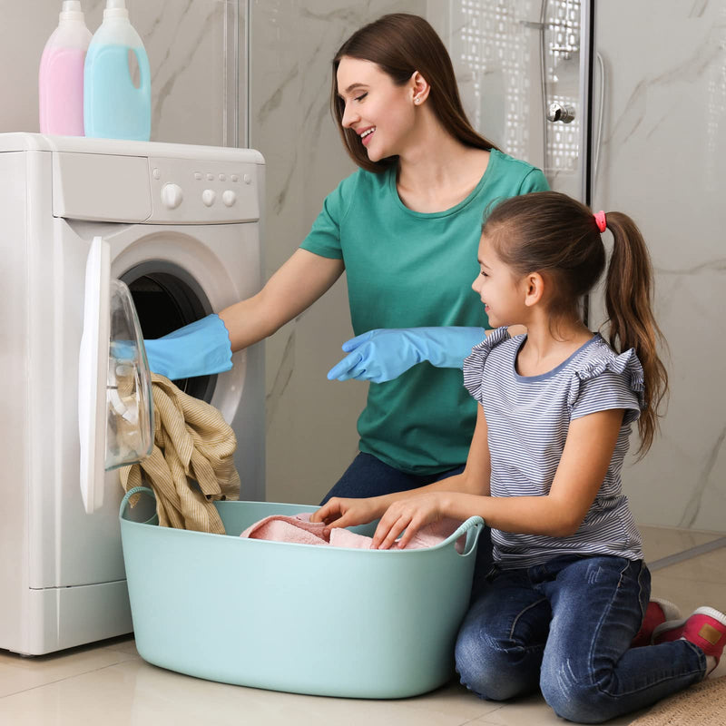[Australia] - Bamllum Rubber Cleaning Gloves - 3 Pairs Latex Free Kitchen Cleaning Gloves with Cotton Liner- Household Dishwashing Gloves, Non- Slip Waterproof (Medium, Blue+Pink+White) Medium 