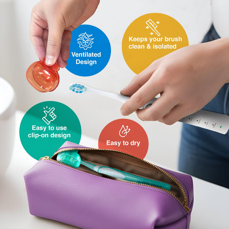 [Australia] - GuruNanda Brush Pods - Toothbrush Cover for Manual & Electric Toothbrush, Keeps Toothbrush Fresh & Clean, Travel Accessories with Natural Essential Oil Vapors, 4 Pack Pack of 4 