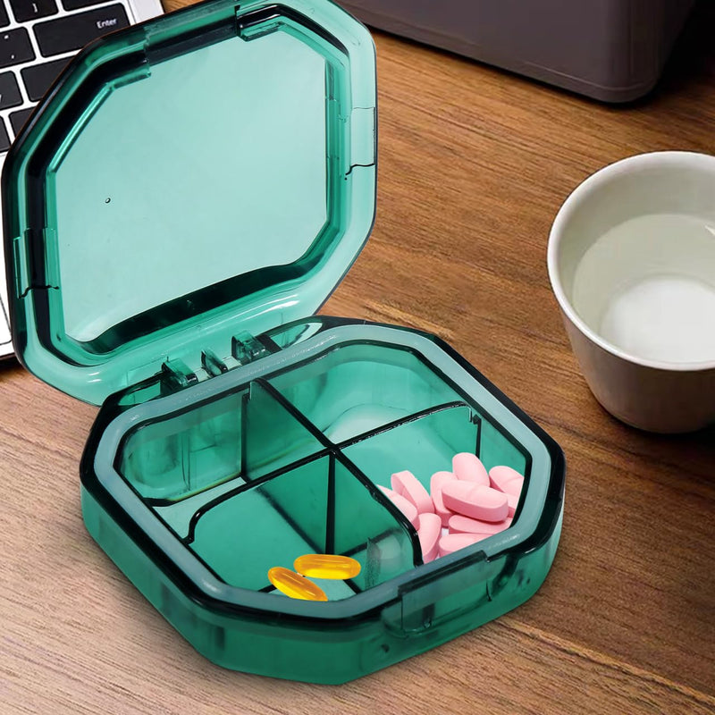 iplusmile Compact Medicine Case 4 Compartment Pill Organizer Portable Travel Medicine Organizer for Daily Use Vitamins Supplements Transparent Lid Storage Box 2.44 X 2.44 X 0.98 in 6.2X6.2X2.5CM