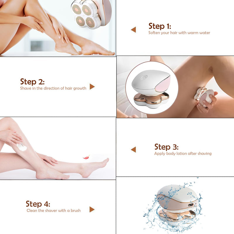 [Australia] - Electric Razors for Women, Rechargeable Bikini Trimmer with LED Light & Floating Heads Painless Shaver for Body Legs Bikini Facial Hair Removal Cordless Womens Trimmer for Lady Grooming 
