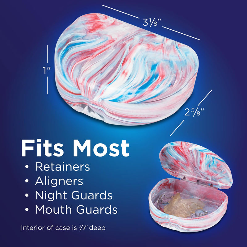 Practicon Marble Retainer Cases, Orthodontic Aligner Case, Mouth Guard Holder (3 Pack) (Patriot) Patriot