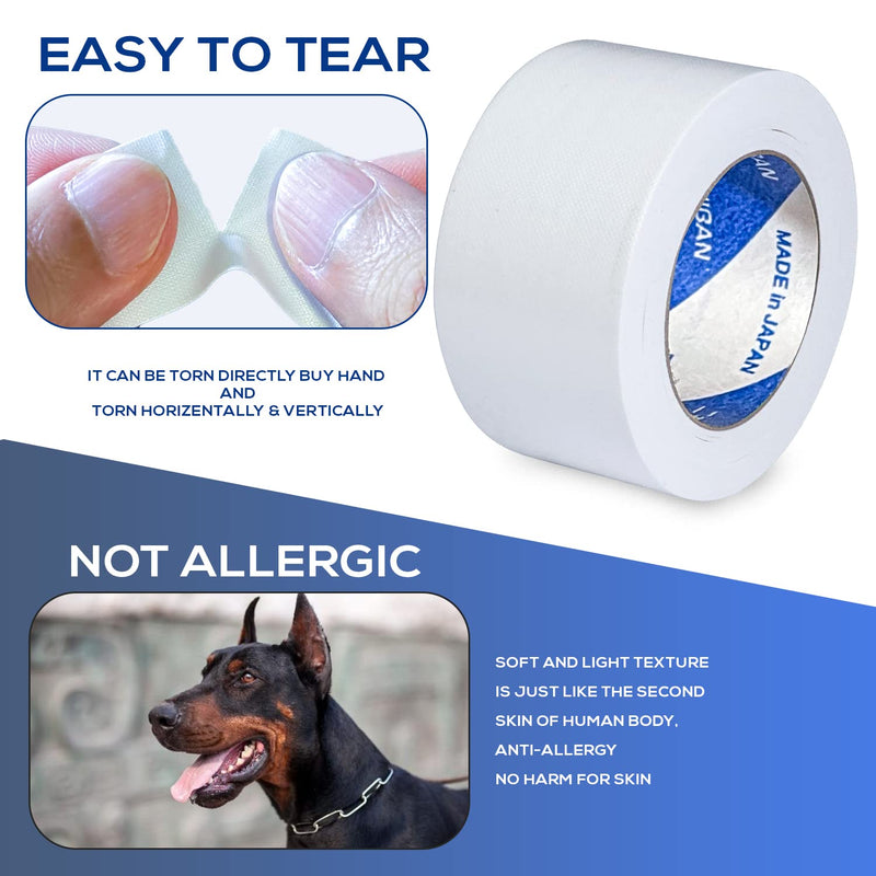 Ear Tape for Dogs 2 Pack with Dog Ear Cleaner Cotton Swabs, Self Adhesive Cotton Tape for Dog Ear Protection and Support, Ear Care Set for Dogs (Tape Width_1 inch(25mm)) 1.0 inch (25 mm) - PawsPlanet Australia