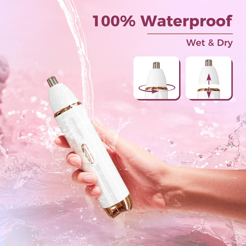 Nose Hair Trimmer for Women - 2-in-1 Painless Eyebrow & Facial Hair Trimmer for Women and Men, USB Rechargeable, Waterproof & Easy to Clean, Ear & Nose Groomer