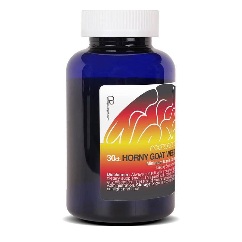 [Australia] - Nootropics Depot Horny Goat Weed Capsules | 200mg | 30 Count | Minimum 50% Icariin | Epimedium brevicornum 30 Count (Pack of 1) 