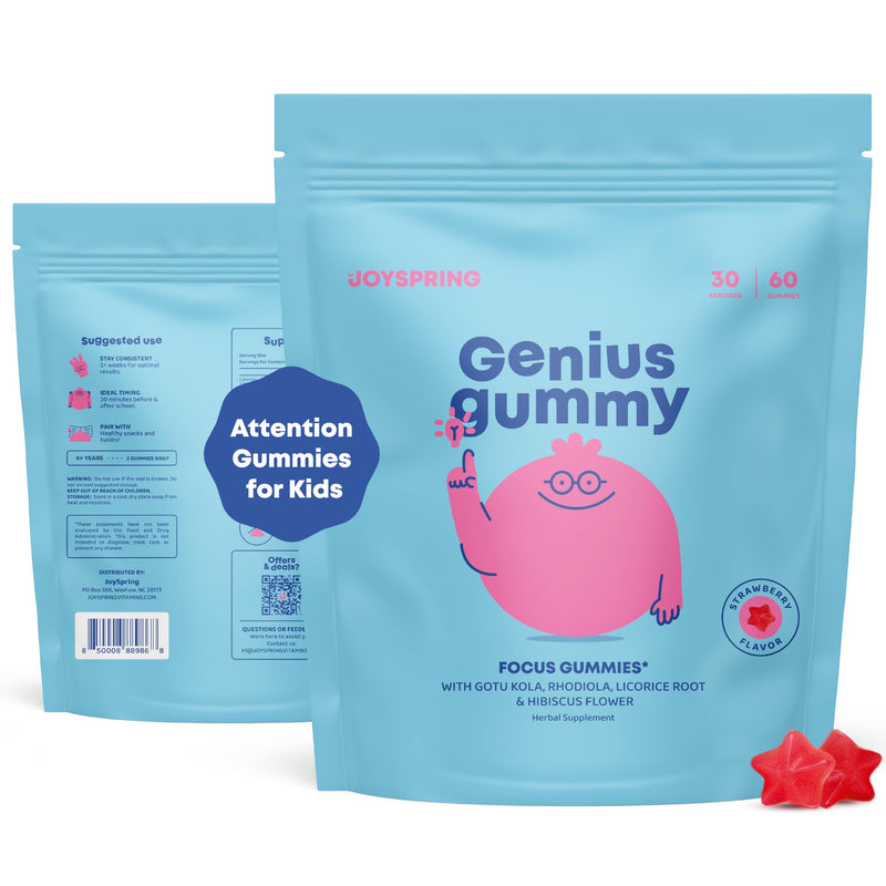 JoySpring Calmify & Genius Gummies Bundle | Naturally Sourced Kids Vitamins & Minerals | Non-Alcoholic, Sugar-Free Liquid Formula | Vegan & Vegetarian Liquid Drops and Gummies Supplement