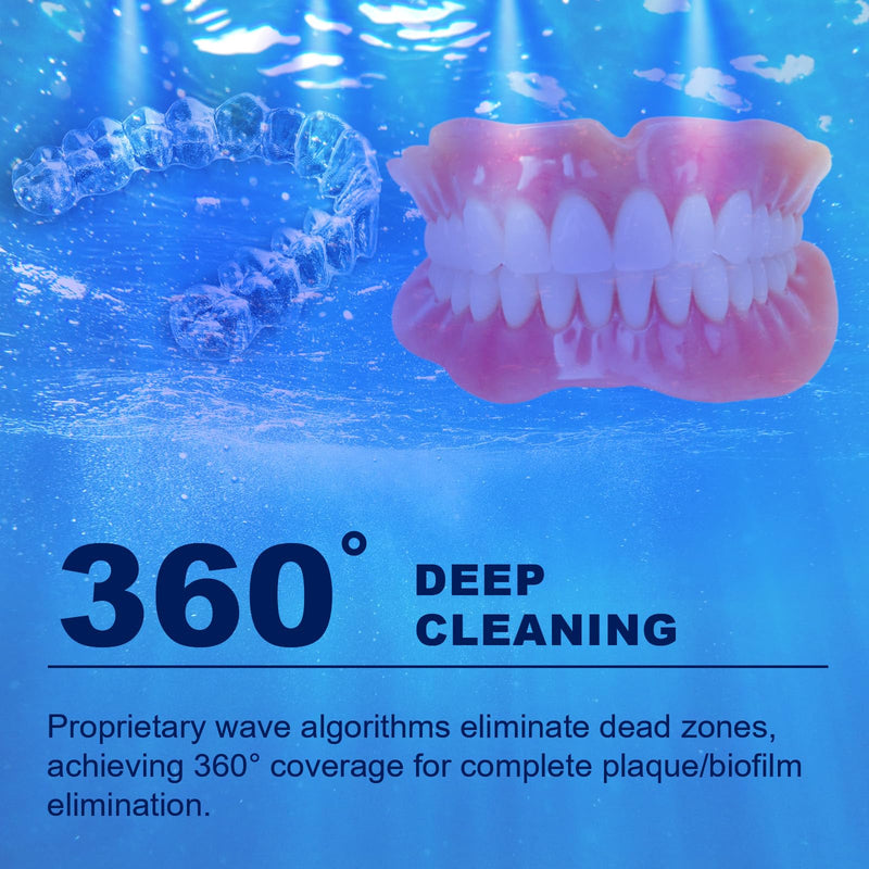 [Australia] - Ultrasonic Retainer Cleaner, Retainer Cleaner Machine, Dental Cleaning Pod for Dentures, Mouth Guard, Aligner, Night Guard, Jewelry, Braces, Ultra Sonic Cleaner for All Dental Appliances (Black) Black 