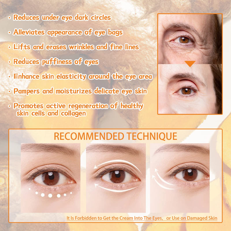 Turmeric + Vitamin C Booster Eye Cream, Brightening and Hydrating Eye Cream, Dark Circle Relief, Elasticity Treatment, Gentle Anti-Aging & Anti-Wrinkle Care
