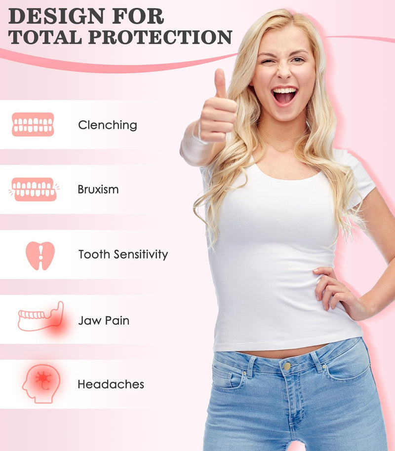 [Australia] - Mouth Guard for Grinding Teeth, 4 Pack Moldable Teeth Guard at Night Sleep Jaw Clenching & Bruxism, Ventilated Teeth Grinding Guard Box with 5X Magnifying Mirror 