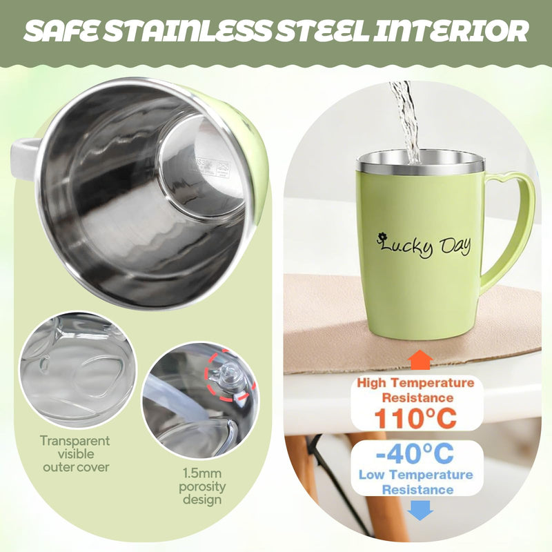 350ml Adult Sippy Cups, 3-in-1 Beakers for Elderly with 30cm Straw and Lid, Anti Choke & Non Spill Elderly Drinking Cup with Handle, Stainless Steel Dysphagia Cups for Disabled Adults Drinking Aids