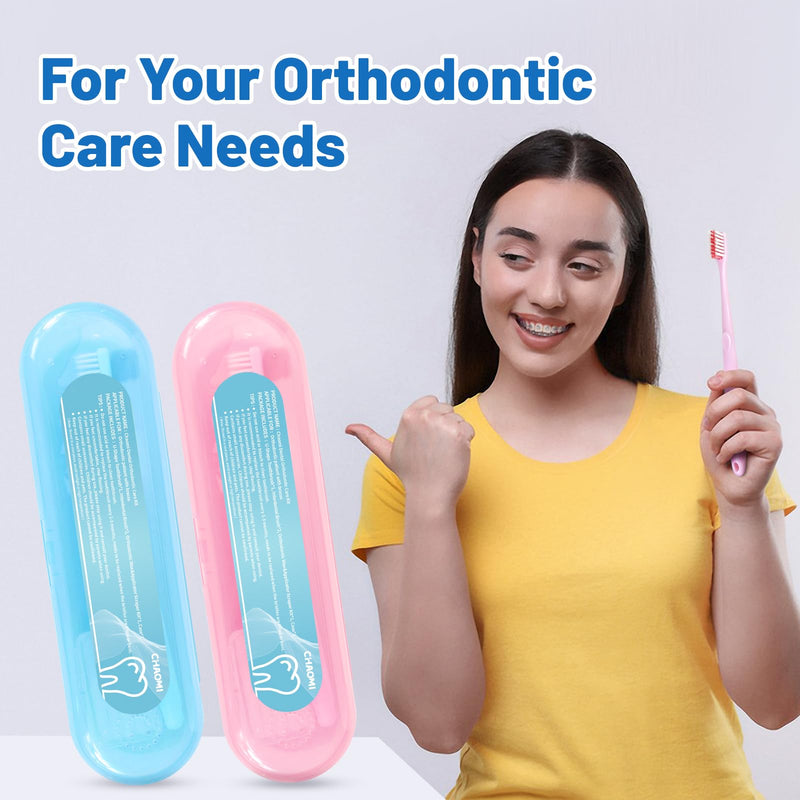 [Australia] - Orthodontic Care Travel Kit | V-Shape Toothbrush with Soft Bristles, Interdental Brushes, Orthodontic Wax, and Breathable Case | Portable Dental Kit for Braces and Aligners（BLUE） Blue Brace Care Kit 