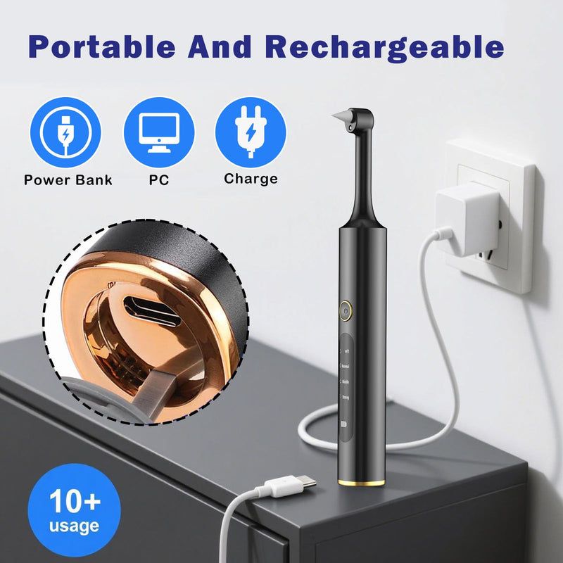 [Australia] - Rechargeable Tooth Polisher with 5 Brush Heads 9 Polish Pastes 4 Speed Modes IPX6 Teeth Cleaning Kit LED Light Dental Cleaning Kit for Home Use Polishing and Whitening of Tooth 