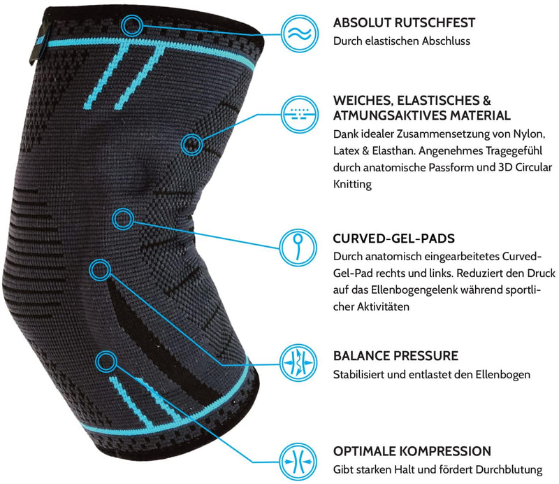 [Australia] - AGILE NOW® Elbow Brace Upgraded stabilizes & protects the joints, non-slip tennis elbow bandage with curved gel pads, suitable for all sports such as tennis, weightlifting & golf (L | Blue) L Blue 
