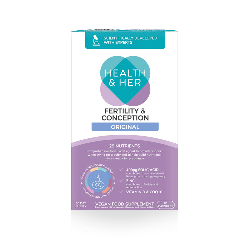 Health & Her Fertility & Conception Original - prenatal Vitamins for Women- Contains Folic Acid, Vitamin D, B12, Zinc and Magnesium - 1 Month Supply - 60 Capsules - Vegan & Gluten Free 60 count (Pack of 1)