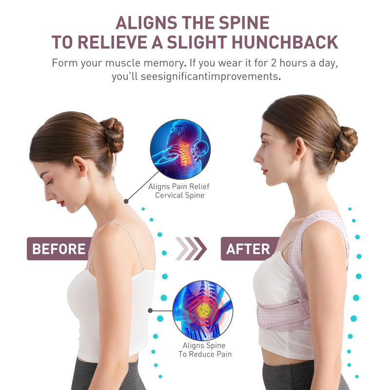 [Australia] - Posture Corrector For Women, Adjustable Back Brace For Posture, Back Posture Corrector Providing Pain Relief From Lumbar, Neck, Shoulder, And Clavicle, Back (S/M Upper Waist 25-36 Inch) a Purple Small/Medium 