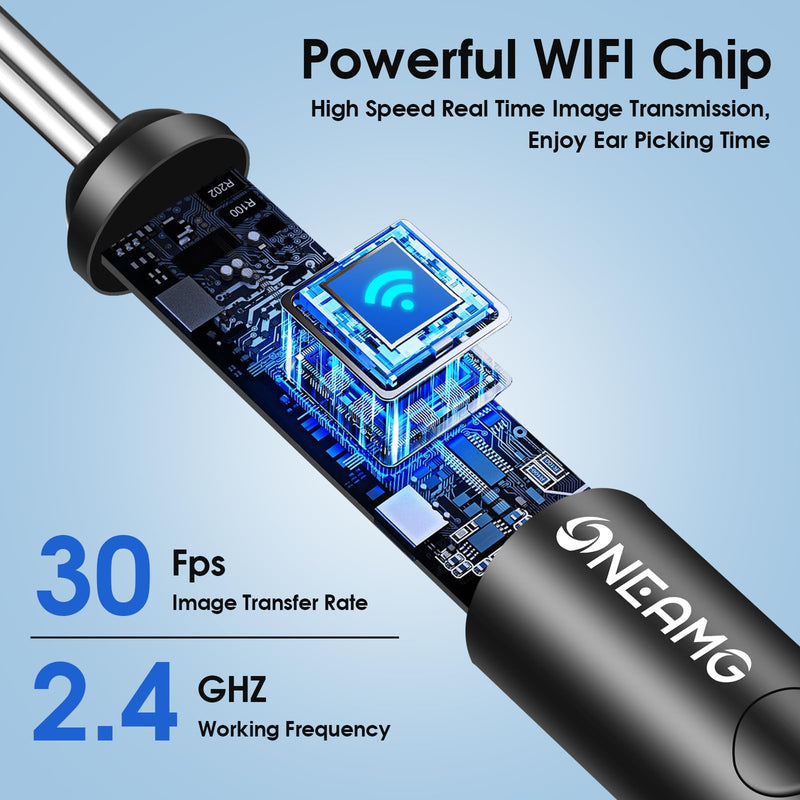 [Australia] - Earwax Remover Otoscope, OneAmg 1920P HD Otoscope with 6 LED Light, IP67 Waterproof Ear Endoscope, WiFi Ear Cleaner with Camera, Ear Cleaner for Adults, Children, iPhone, iPad, Android 