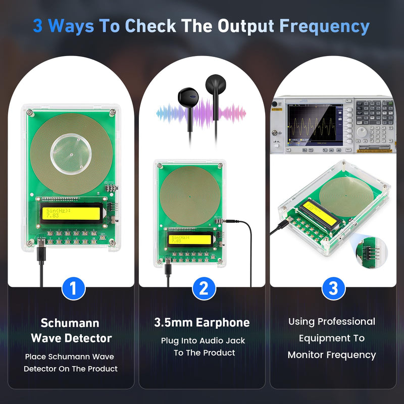 [Australia] - Adjustable Frequency Generator for Healing (0.01Hz-200kHz), 7.83Hz Schumann Resonance Generator, USB-C Powered Sine Wave Signal Generator for Sleep, Yoga, Meditation & Stress Relief with LCD Display 