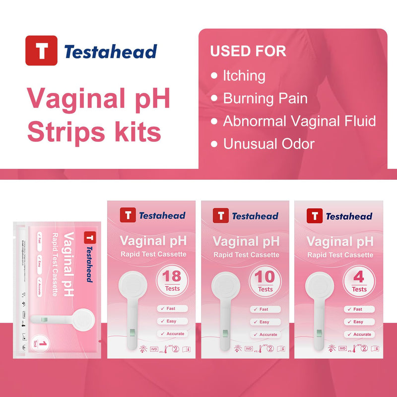 Vaginal pH Test Strips, Feminine Health Vaginal pH Test Strips Kits for Bacterial Vaginitis, Trichomonas Vaginitis, Individual Aluminum Foil Wrapped (18-Packs)