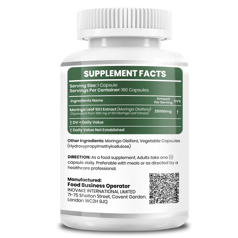 Rosabella Moringa 6-Month Supply | 180 High-Strength Rosabella Moringa Capsules 25000 mg Equivalent Pure Potent Leaf Extract – Vegan, Non-GMO, Gluten-Free, No Additives – Lab-Tested